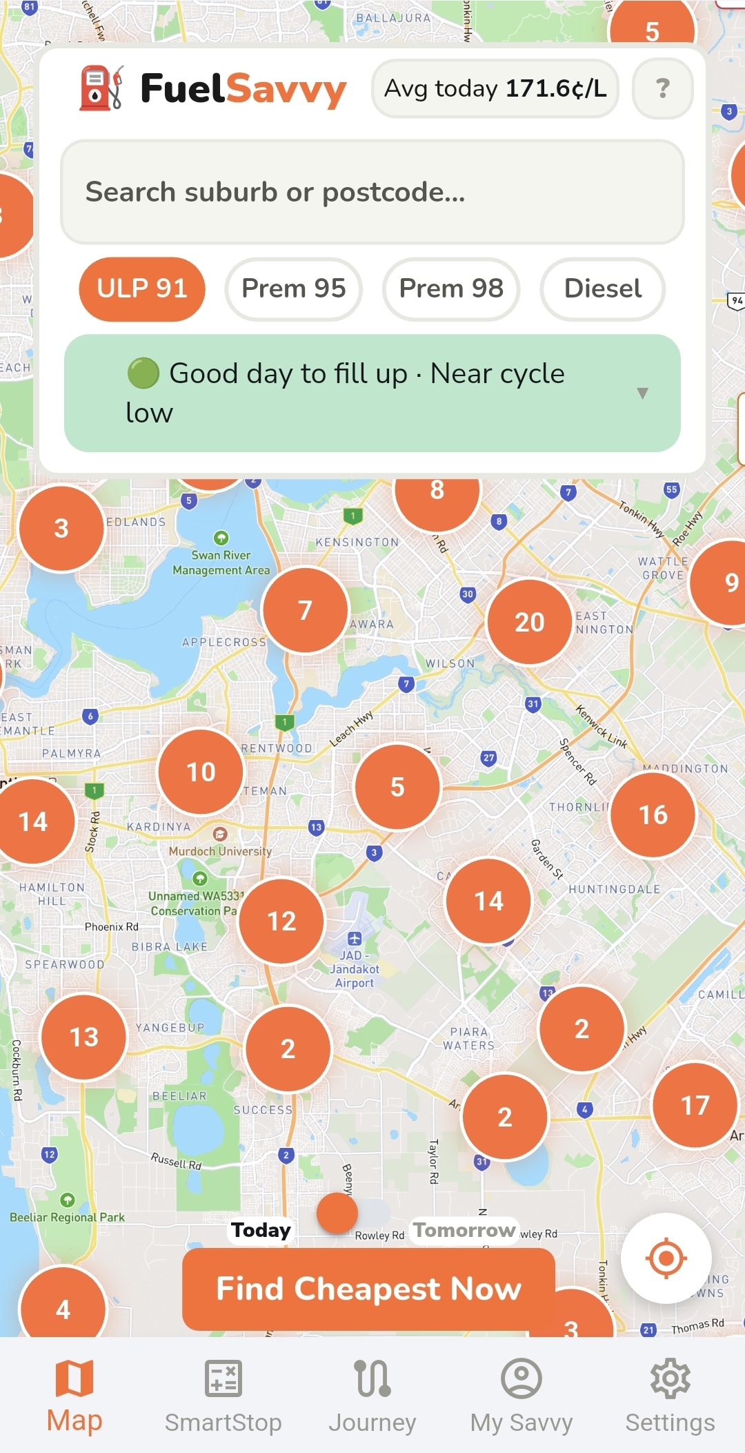FuelSavvy map